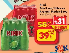 KINIK COOL LİME/HİBİSCUS AROMALI MADEN SUYU 6X200 ML